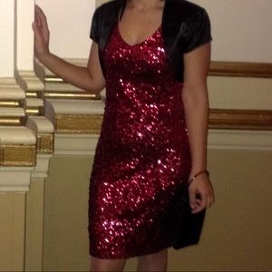 Red sequin dress